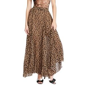 Betsey Johnson Women’s Wild Thing Pleated Leopard Maxi Skirt NWT Size Small